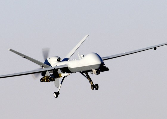 An advanced drone returns from a mission.  Efficient, lethal, brutal, and cowardly. (1) [USAF, via flickr]