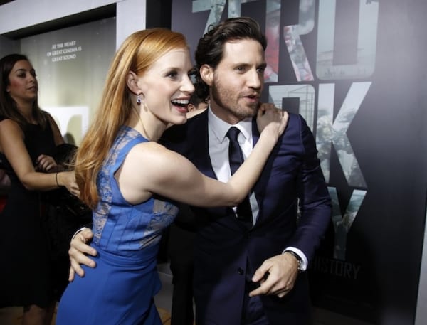 ZDT-cast-members-jessica-chastain-and-edgar-ramirez-greet-each-other-at-the-premiere-of-zero-dark-thirty-at-the-dolby-theatre-in-hollywood-california-december-10-2012