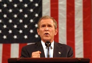 George W. Bush: far more than a jovial buffoon, the man is a primarily an war criminal at large. 