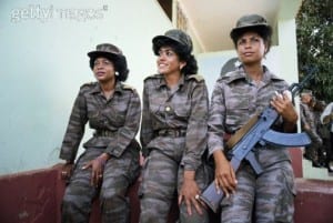 Cuban women volunteers in Angola. 