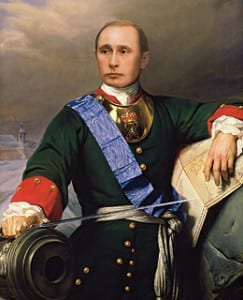 Putin on TIME's cover, as Peter the Great. The idea is to mock powerful competing figures and cast doubt on their legitimacy. 