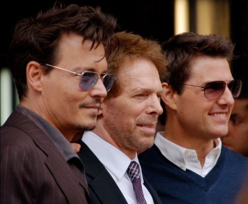Bruckheimer flanked by two of his protégés—Depp and Cruise. 