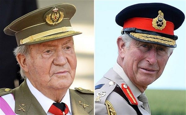 Juan Carlos and Charles. The latter would like to see his mother follow the Spanish king's example. 