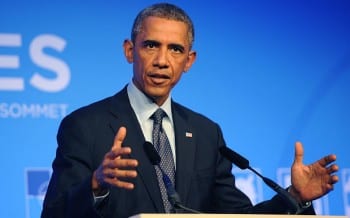 Obama selling the ISIL script. The real target is again Assad. (Click to enlarge)