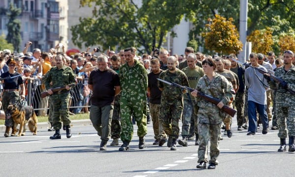 Kiev's legions being paraded through Donetsk's main thoroughfares, bowed heads in humiliation. 