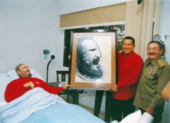 Fidel visited by Pres. Chavez and Raul Castro in 2006, during a serious health crisis. (Via Robin, flickr)