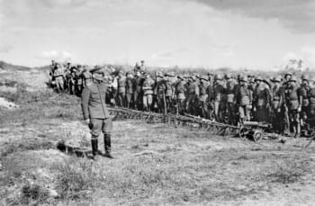 Russian Colonel addressing troops.