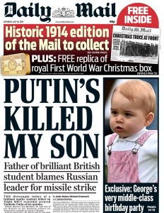 Examples of blatant anti-Putin propaganda abound in the Western media, especially its most  vicious and hypocritical branch, the Anglo-American section.