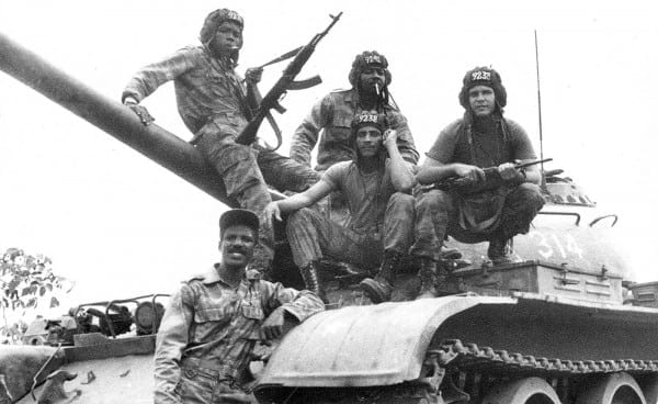 Cuban soldiers and tankers from the Camilo Cienfuegos column, fighting in Angola. The empire could never imagine that a besieged little island could have the guts to do such a heroic deed. 