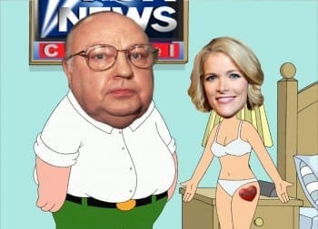 Cartoon lampooning Fox News head honcho Roger Aisles relationship with "talent." 