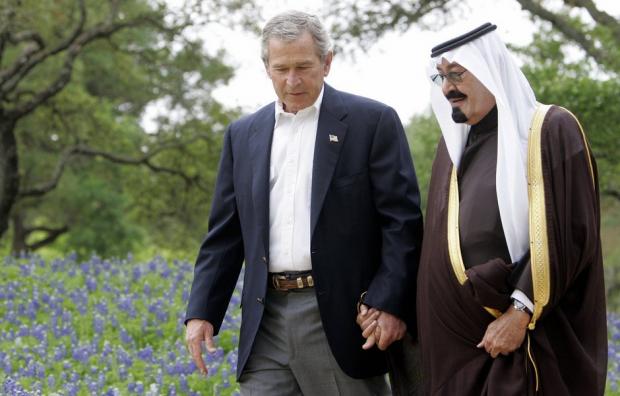 American leaders have been close to the Saudi royal despots for generations, but the Bush clan has taken the affiliation to new, undignified heights. Photo: George W Bush with the late King Abdullah. 