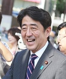 Shinzo Abe, chauvinistic and militaristic leader of Japan, and eager player in the American maneuver to encircle China. Abe stands out among the corrupt, pathetically servile politicians of postwar Japan, which is something of an accomplishment. 