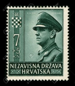 Pavelic's consecration on Croatia's national stamp, c. 1943.