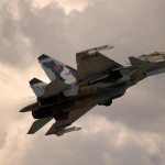 Russian Su-30 fighter jet performs durin