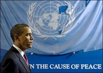 Obama image celebrating his putative "peacemaking" talents. 