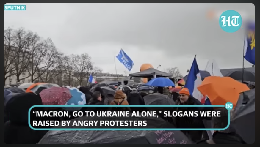 'Macron, Go Fight Alone For Ukraine': Big Protest In Paris; NATO, EU Flag Ripped | Watch