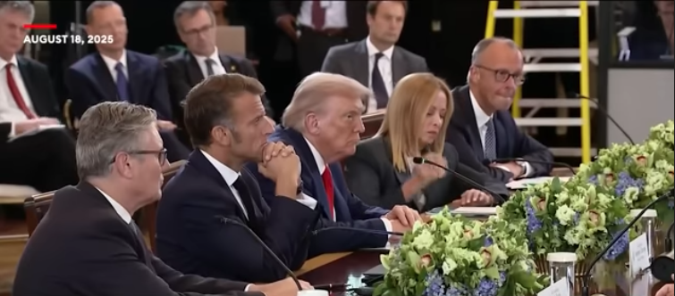Trump and EU leaders listening to Zelensky