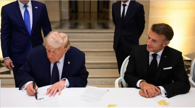 Trump signs MoU with Macron witnessing